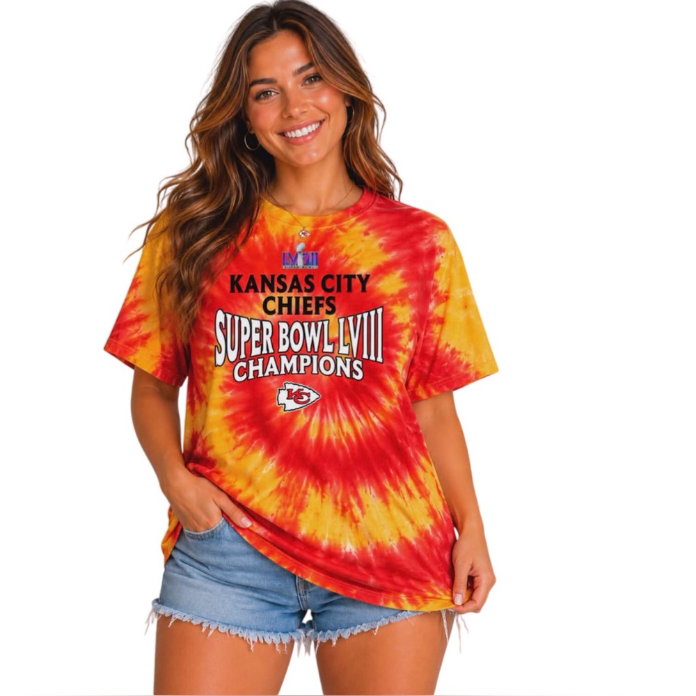 Kansas City Chiefs Women's T Shirt Size XL Super Bowl LVIII Champions Oversized